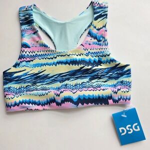 DSG Sports Bra Girls XS Multicolor Abstract Chevron Racerback Athletic Top NWT